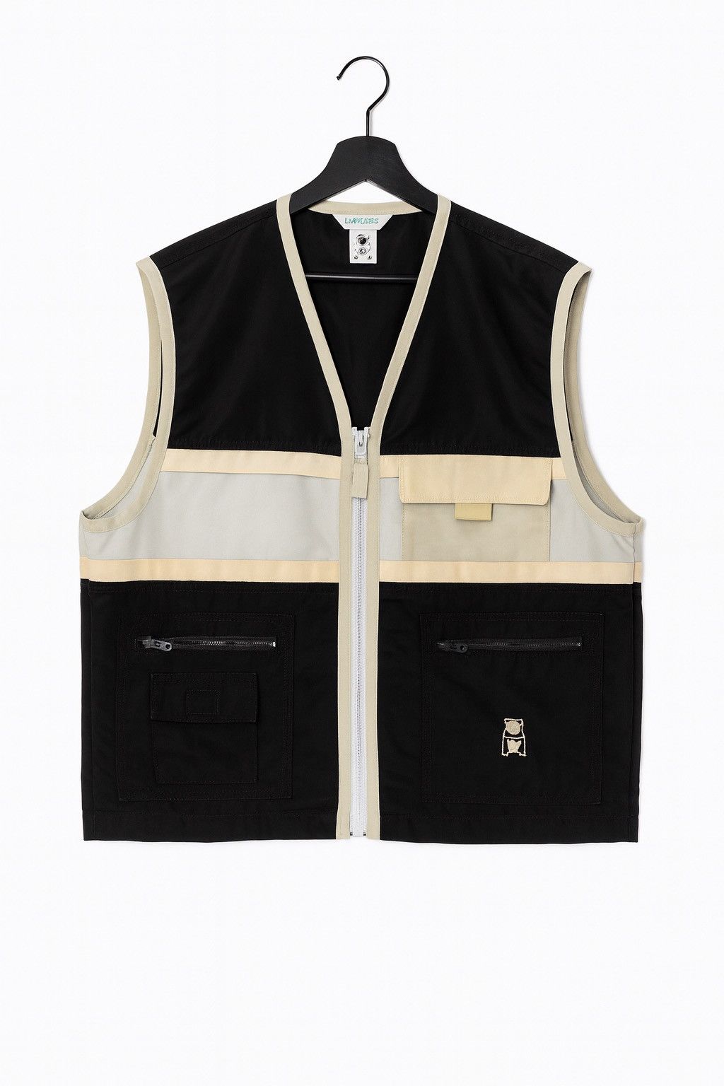 s.Oliver Vintage Oliver Two-Tone Utility Vest Black Beige – Unisex Size US M / EU 48-50 / 2 - 2 Thumbnail