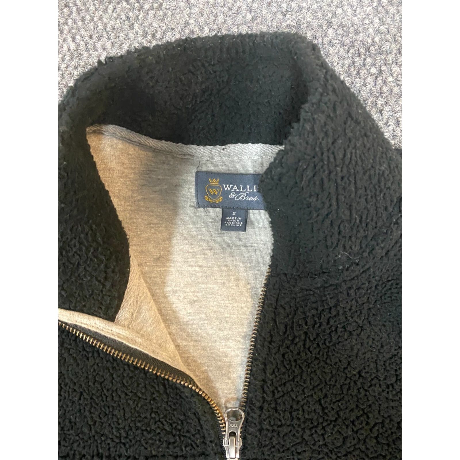 Vintage Wallin & Bros Mens Sweater Pullover Fleece Black 1/4 Zip Mock Neck Long Sleeve Size S Regular Knit Chunky-Crochet 1/4 Zip Breahable Vintage: No Size US S / EU 44-46 / 1 - 6 Thumbnail