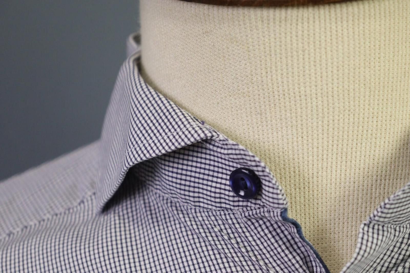 Eton Eton Super Slim Blue Check Button Down Shirt Size 39 / 15.5 Size US M / EU 48-50 / 2 - 6 Thumbnail