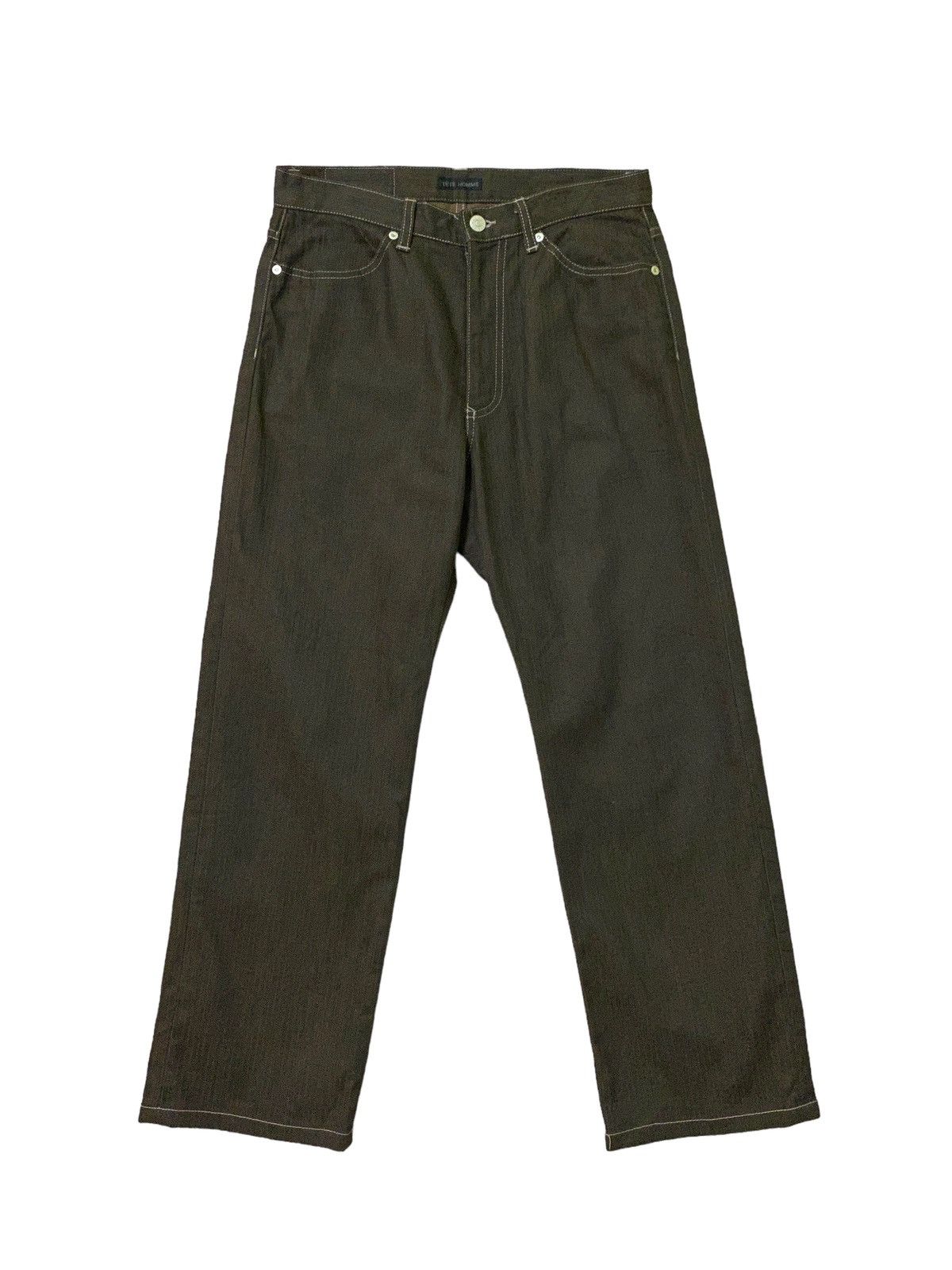 Tete Homme Vintage TETE HOMME Striped Brown Denim Pant Size US 28 / EU 44 - 1 Thumbnail