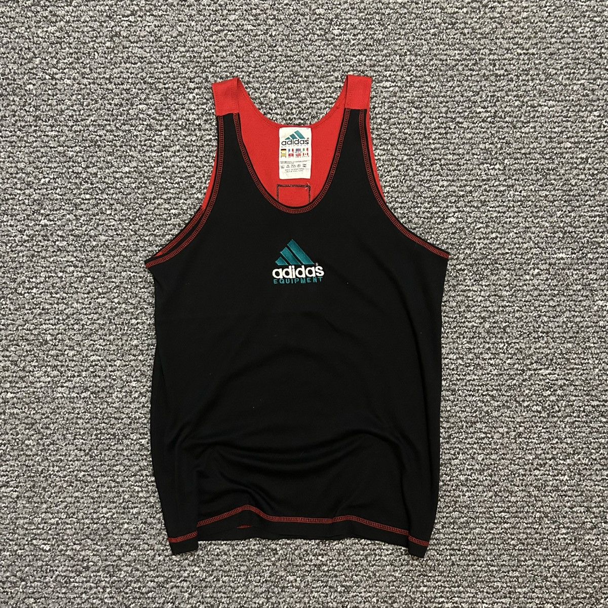 Adidas × Vintage Vintage 90’s Adidas Equipment Embroidered Stripe Tank Top Size US L / EU 52-54 / 3 - 1 Thumbnail
