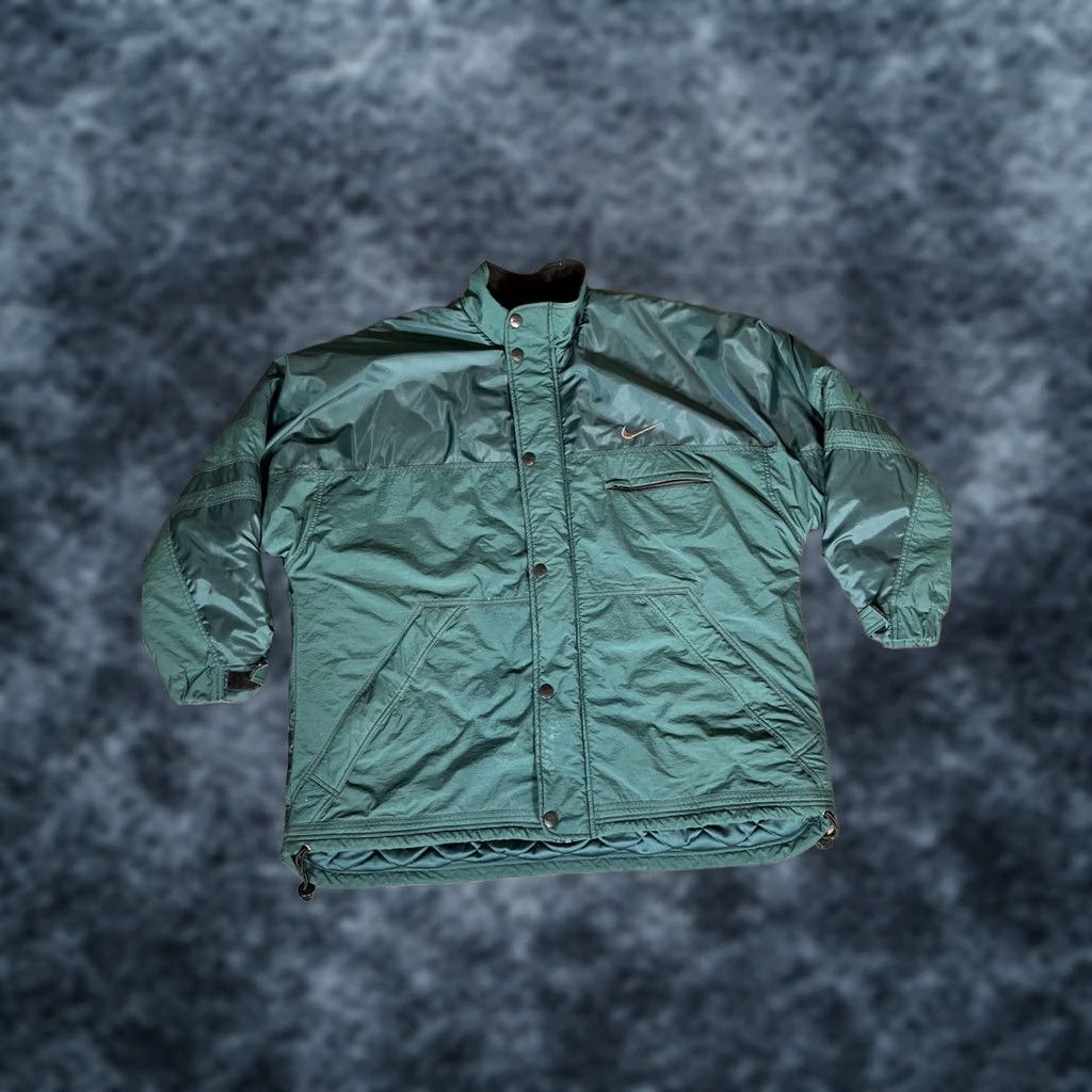 Nike VINTAGE Nike Jacket Mens XL Quilted Heavy Parka Coat Green Big Swoosh 90s Size US XL / EU 56 / 4 - 1 Thumbnail