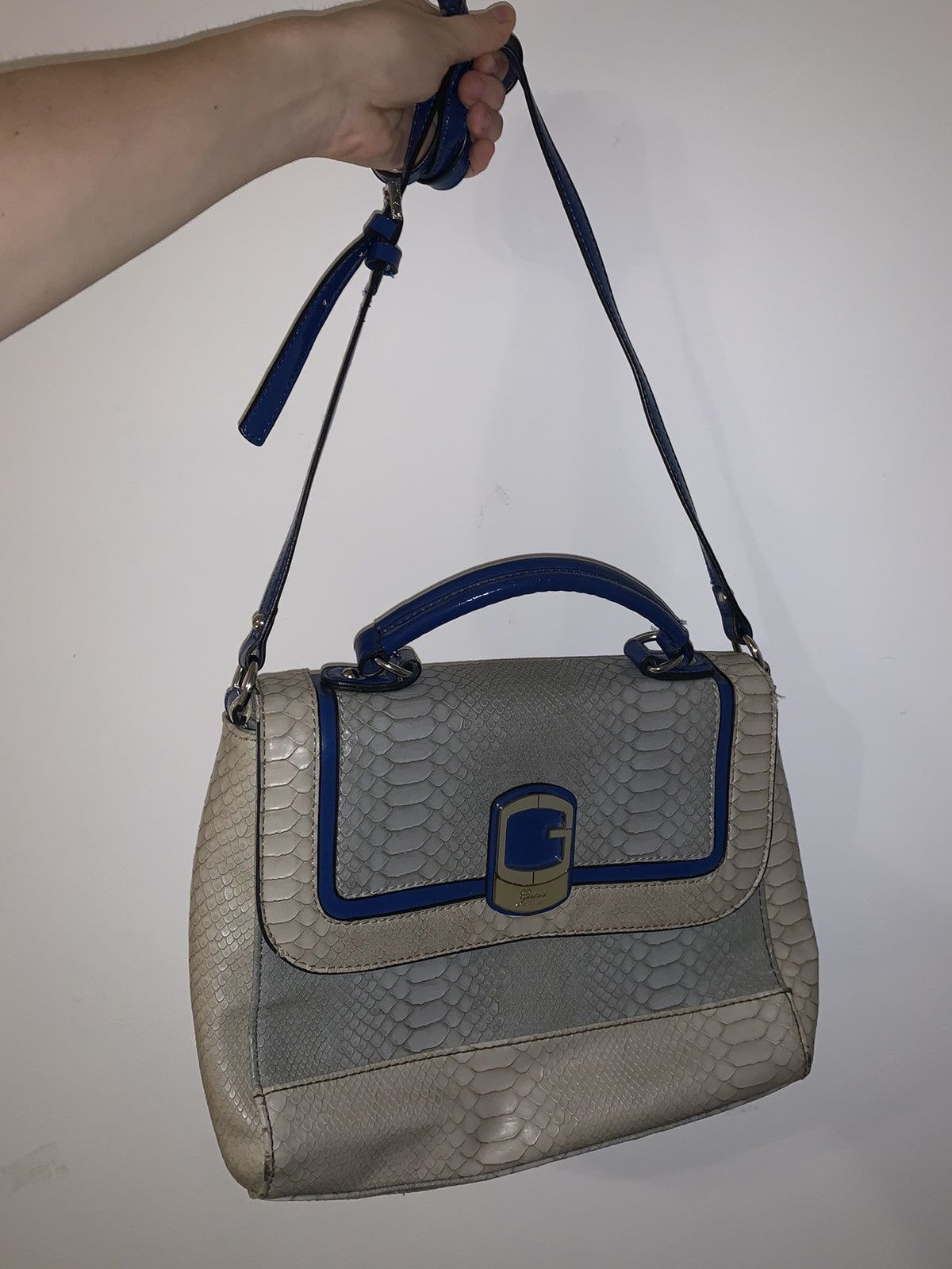 Vintage y2k Guess snake skin grey and blue bag