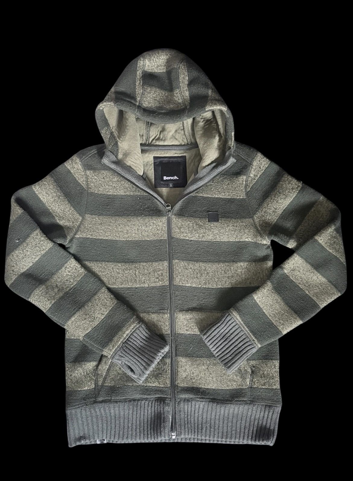 Bench Green Striped Men's Sweater Size US M / EU 48-50 / 2 - 1 Thumbnail