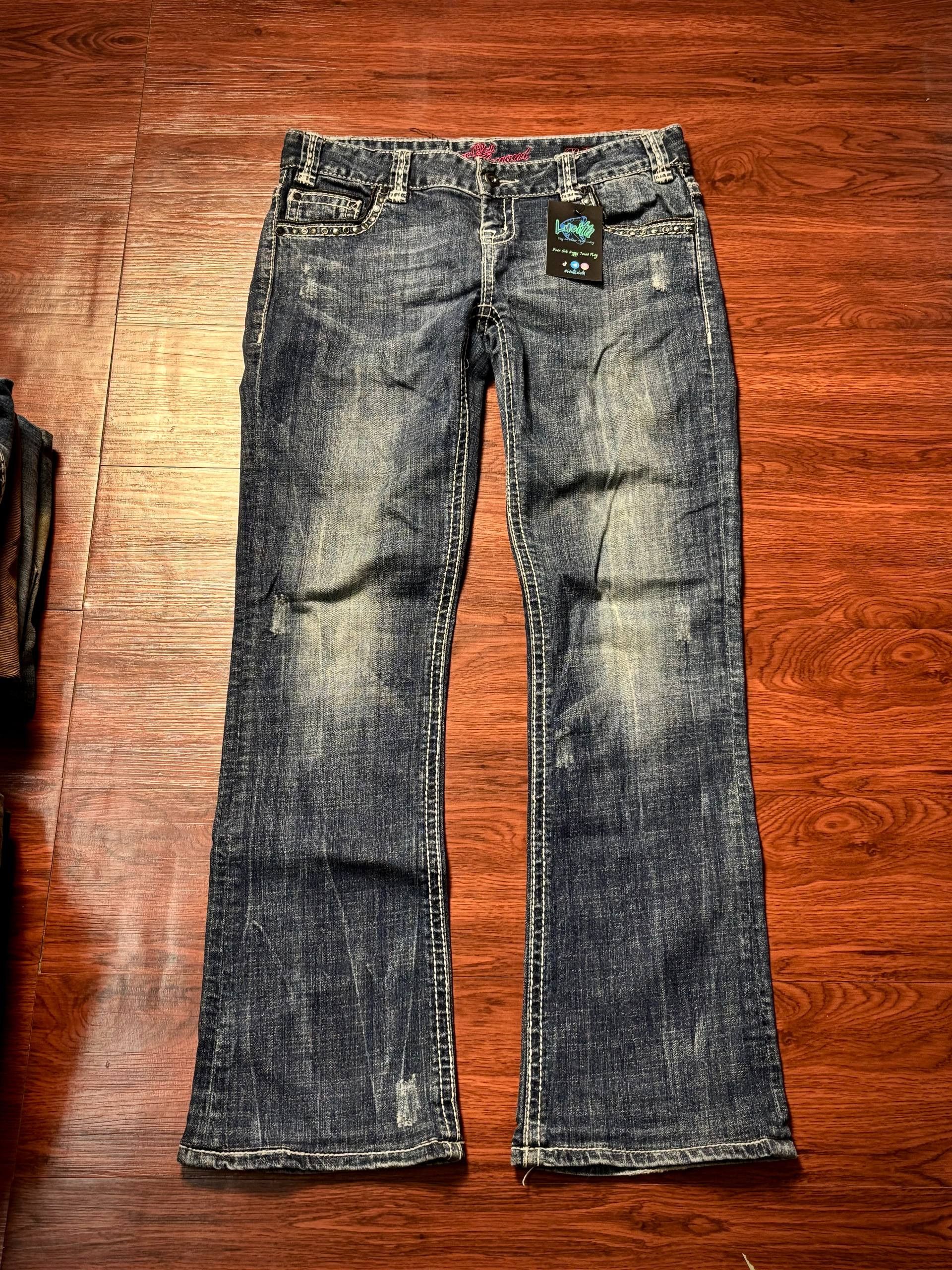Miss Me Vintage Y2K Distressed Flap Pocket Bootcut Jeans Wash Denim Size 32" / US 10 / IT 46 - 4 Thumbnail
