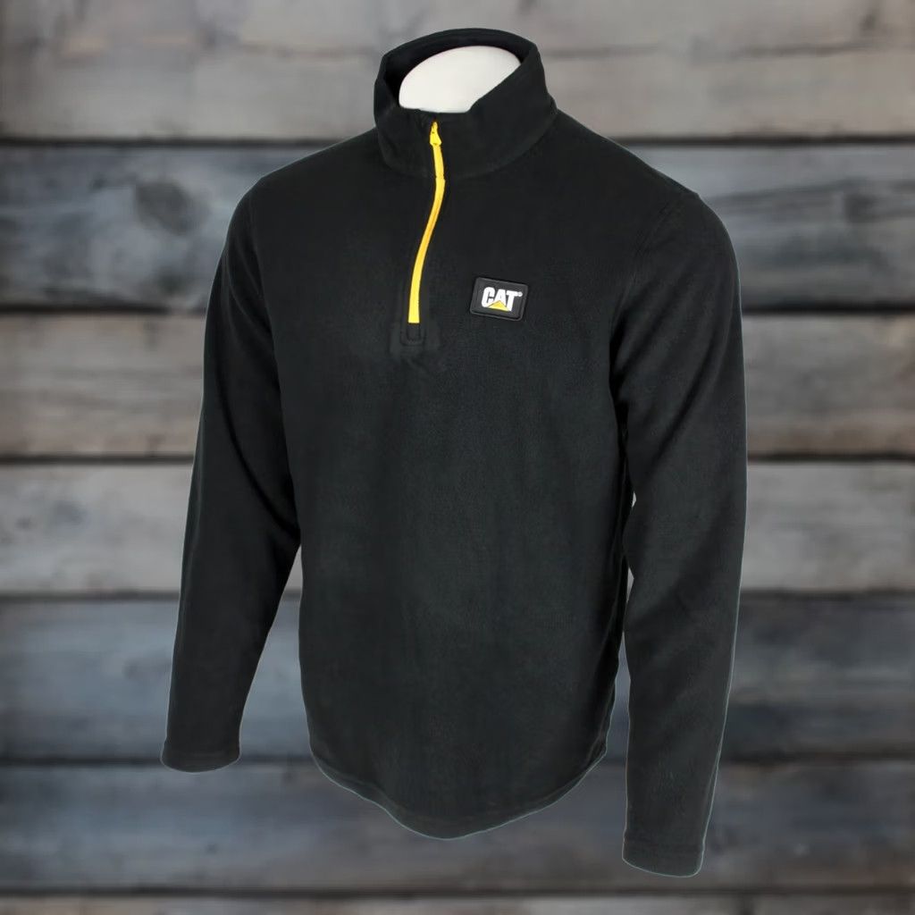 Vintage CAT Caterpillar Men's Fleece Jacket 1/4 Zip Microfleece M Black Yellow 1030010 Size US M / EU 48-50 / 2 - 1 Thumbnail