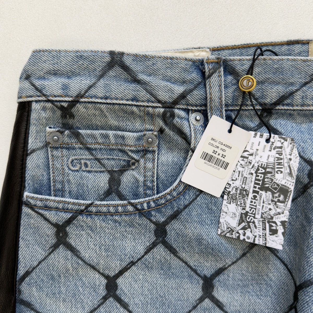 Gallery Dept. ‘Cage Ventura’ Print Washed Blue Jeans Size US 34 / EU 50 - 4 Thumbnail
