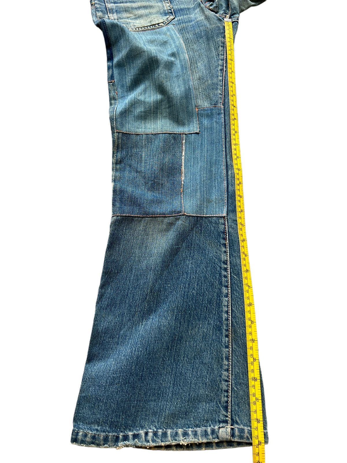 Edwin Vintage 80s Edwin Bushpant Patchwork Distressed Flare Jeans Size 30" / US 8 / IT 44 - 14 Thumbnail