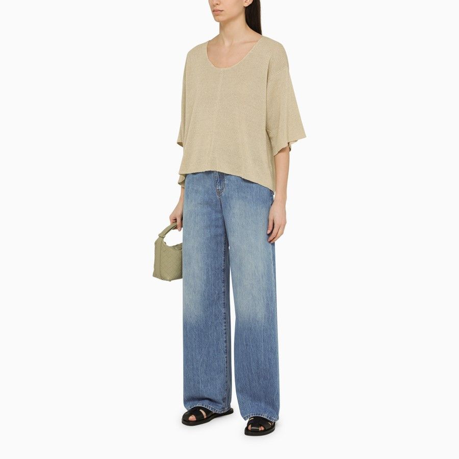 The Row o1d2blof1024 Linen Crew-Neck Sweater in Beige Size S / US 4 / IT 40 - 2 Thumbnail