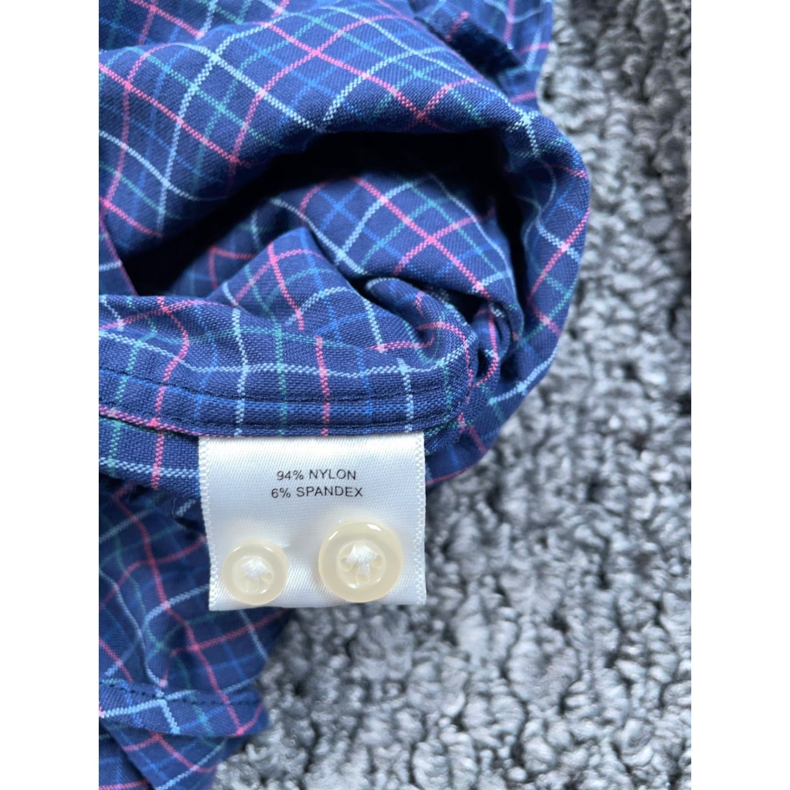 Peter Millar Peter Millar Shirt Long Sleeve Adult Large Blue Nylon Spandex Cutaway Collar Check Pattern Button-Up Casual Mens Nylons Lightweight, Stretch Size US L / EU 52-54 / 3 - 4 Thumbnail