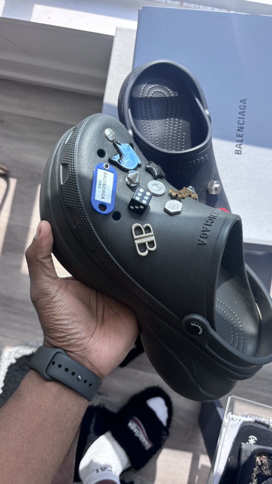 Balenciaga × Crocs CROCS MULE RUBBER + JIBBITZ MAN Size US 11 / EU 44 - 3 Thumbnail