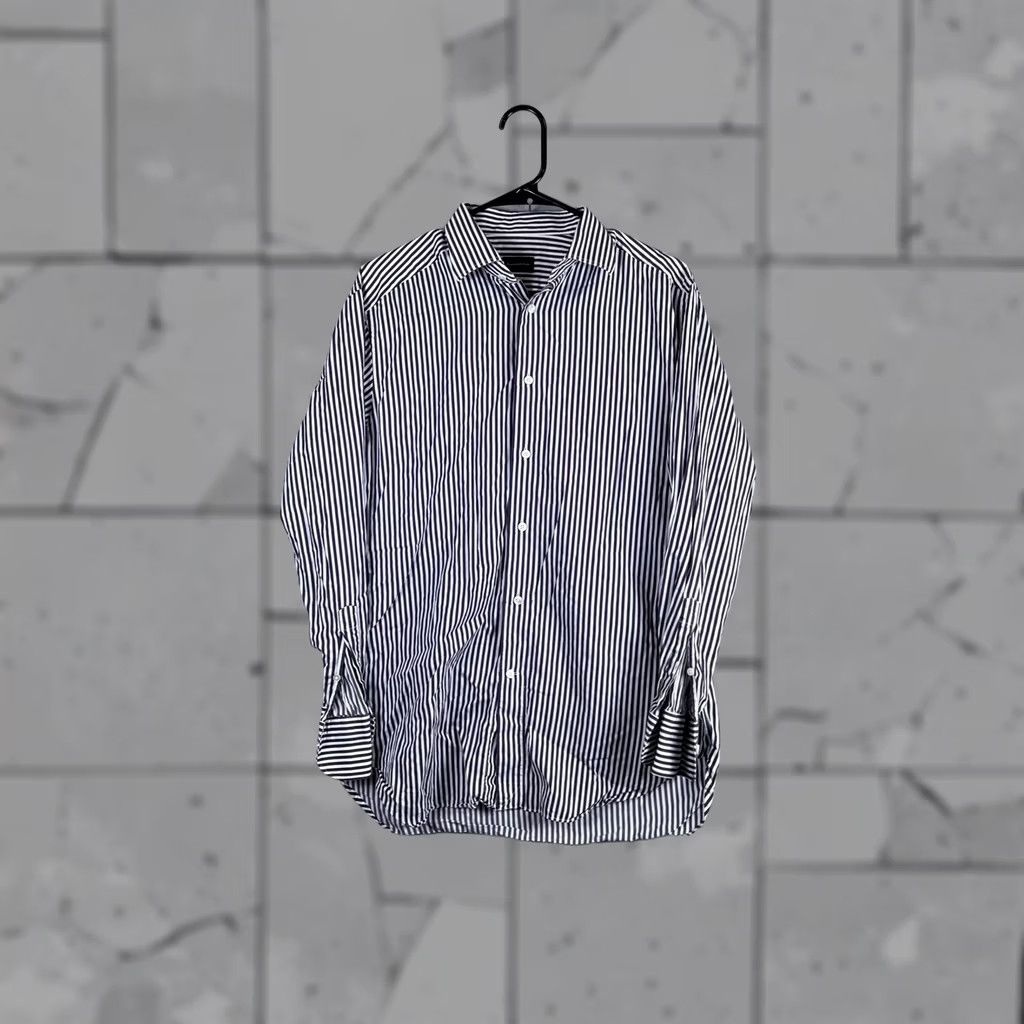 Ermenegildo Zegna Ermenegildo Zegna Dress Shirt Mens 15.5 Purple Stripe Classic Fit Long Sleeve Size 42R - 1 Thumbnail