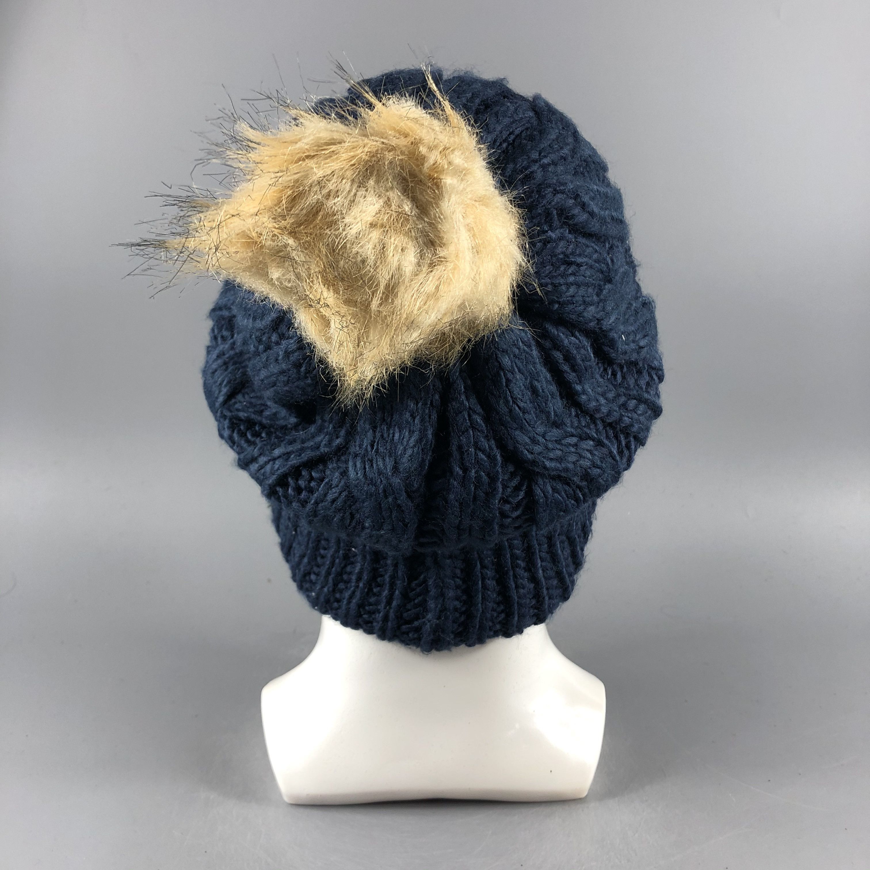 Vintage × Wrangler Wrangler Cable Knit PomPom Beanie Snow Hat Snow Cap -D756 Size ONE SIZE - 2 Thumbnail