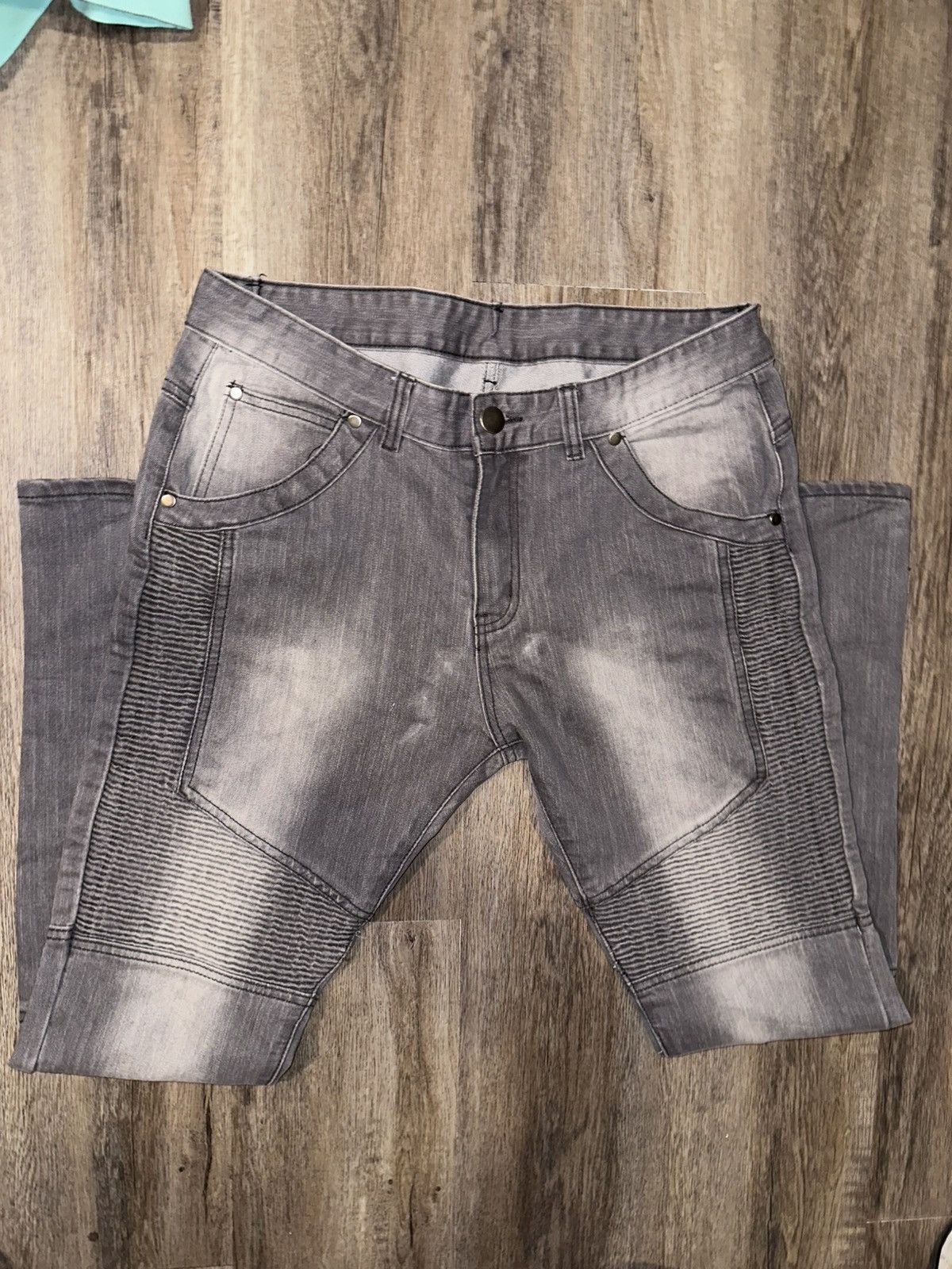 Represent Clo. Represent Moto Biker Skinny Jeans – Size 34 – Washed Grey Size US 34 / EU 50 - 1 Thumbnail