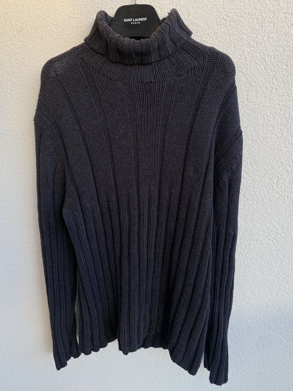 Yves Saint Laurent Thick YSL Sweater Turtleneck Black/Grey Size US L / EU 52-54 / 3 - 10 Thumbnail