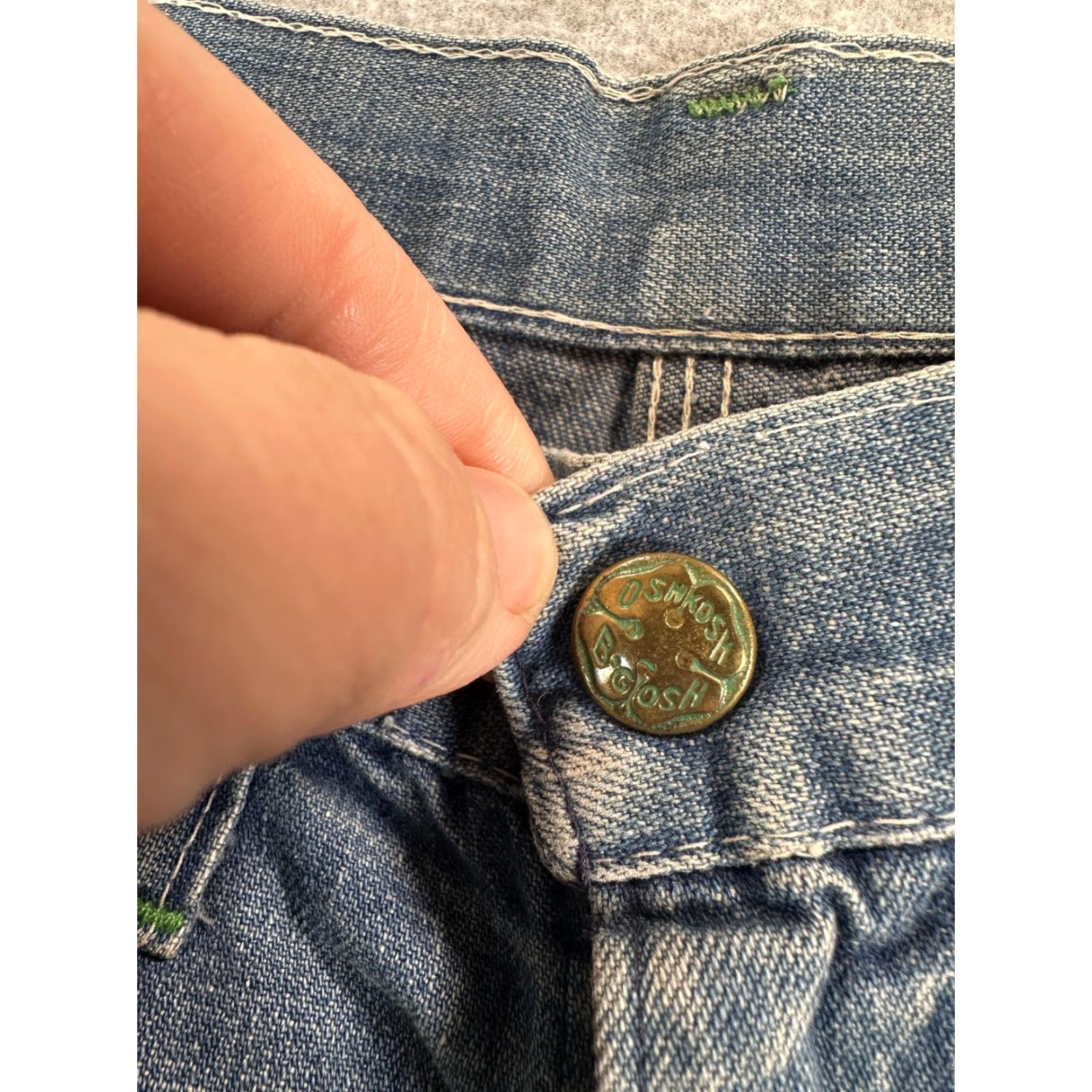 Vintage VINTAGE OshKosh B'gosh Jeans Mens 34 Blue Relaxed Straight Carpenter Workwear Pockets 34in Inseam Canvas Distressed Size 24" / US 00 / IT 34 - 5 Thumbnail