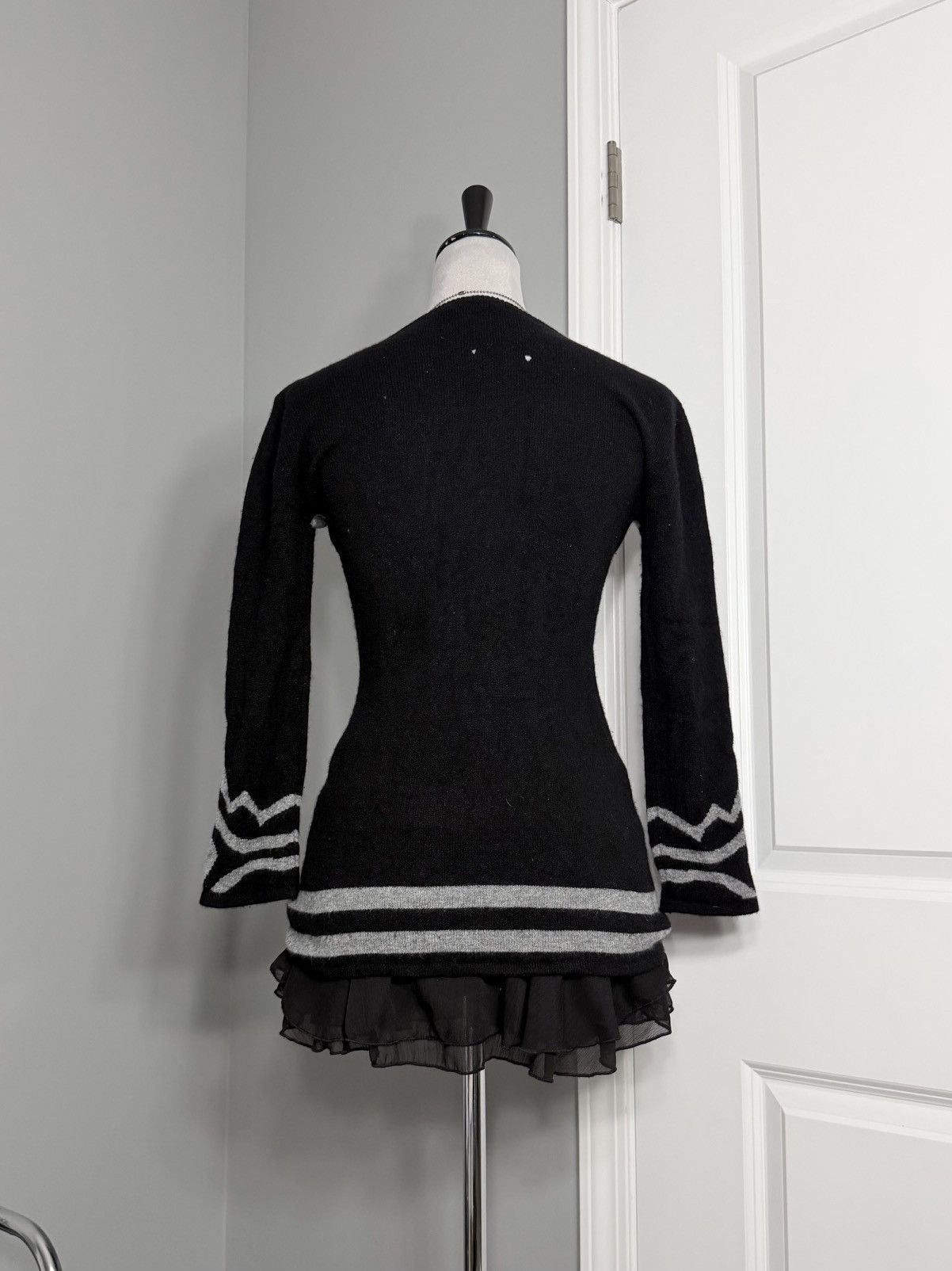 Other Black 100% Cashmere Baroque Damask Pattern Crewneck Sweater Size XS / US 0-2 / IT 36-38 - 3 Thumbnail
