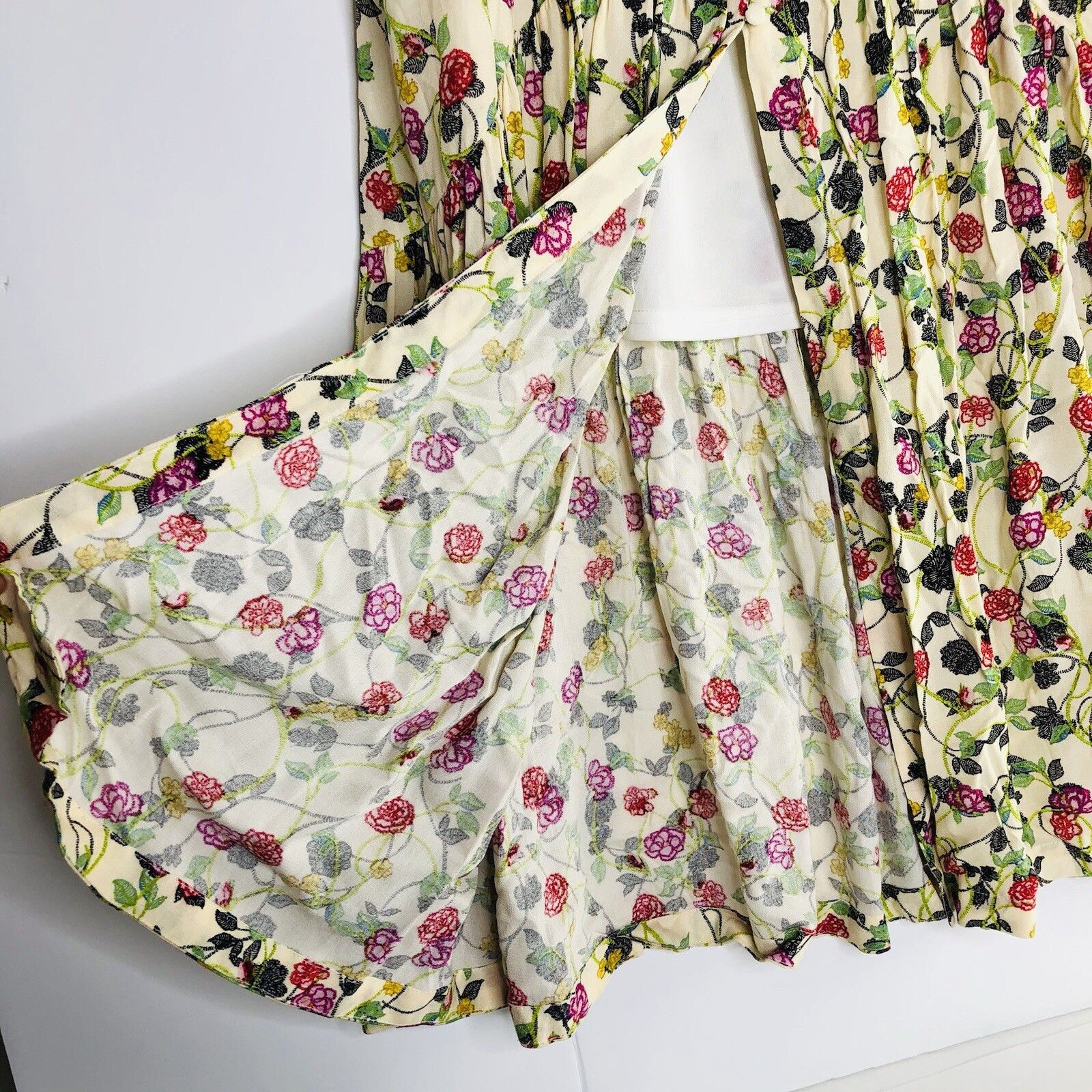 Other Vtg V Christina Tiered Floral Maxi Skirt L Half Button Fairy Size 34" / US 12 / IT 48 - 3 Thumbnail