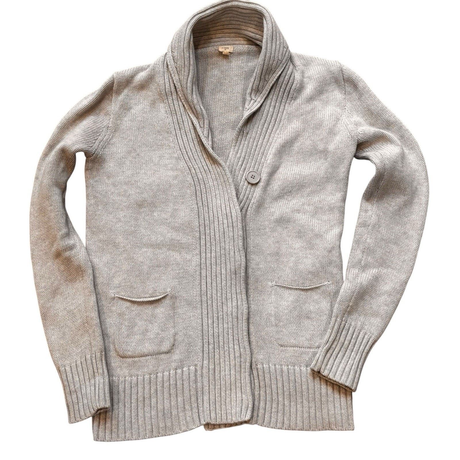 J.Crew J. Crew Beige Shawl Collar Cardigan Covered Buttons Small Size S / US 4 / IT 40 - 1 Thumbnail
