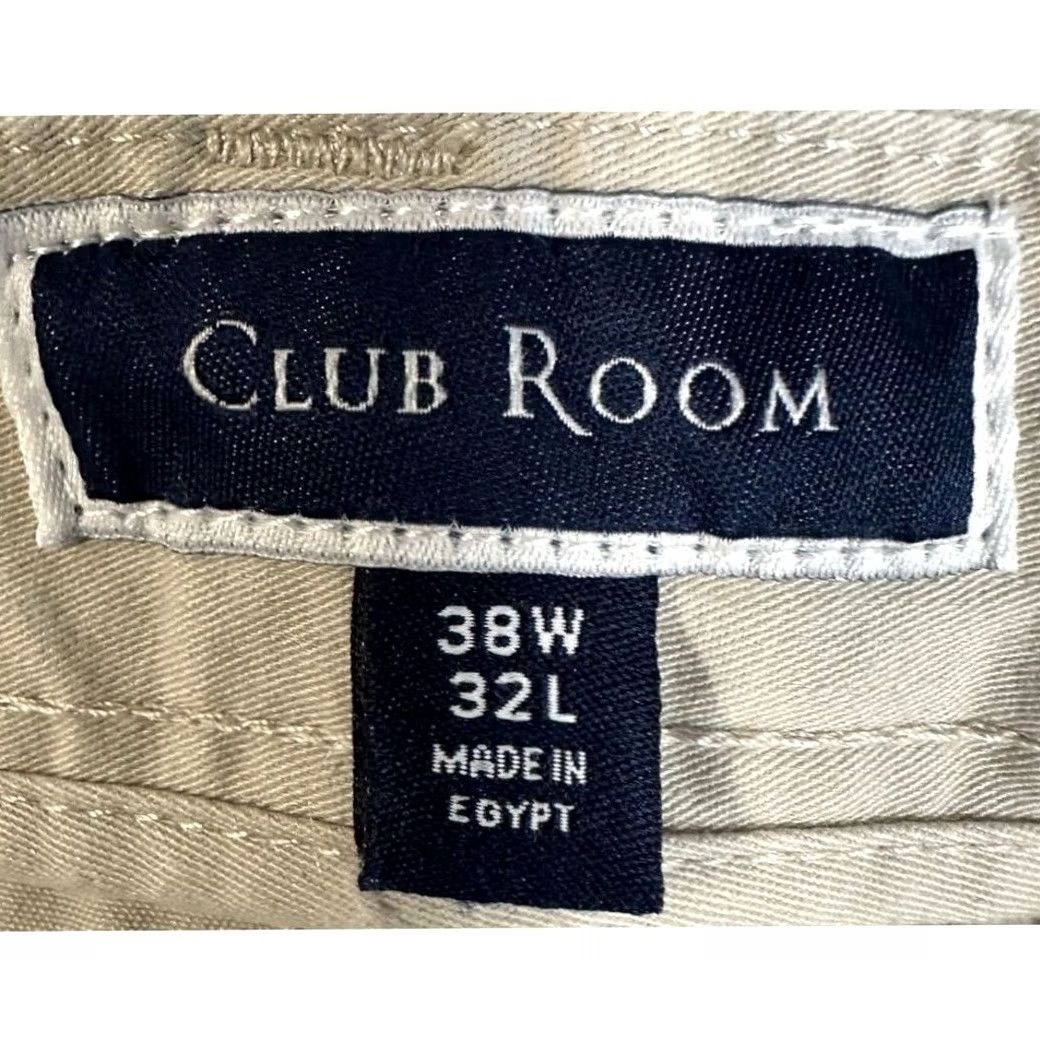 Club Room Club Room Pants Mens 38X32 Khaki Chino Straight Leg Flat Front NEW Regular Size 38 Ivory Beige Stretch Cotton Spandex Pockets Casual Mens Size US 38 / EU 54 - 3 Thumbnail