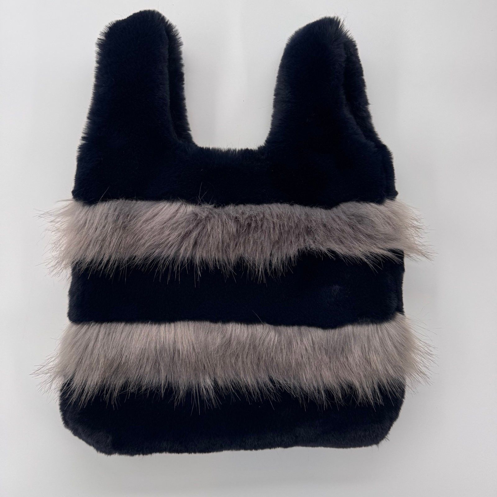 Other Fun Fur Factory Faux Fur Bag — Navy & Gray Fluffy Tote Y2K Size ONE SIZE - 1 Thumbnail