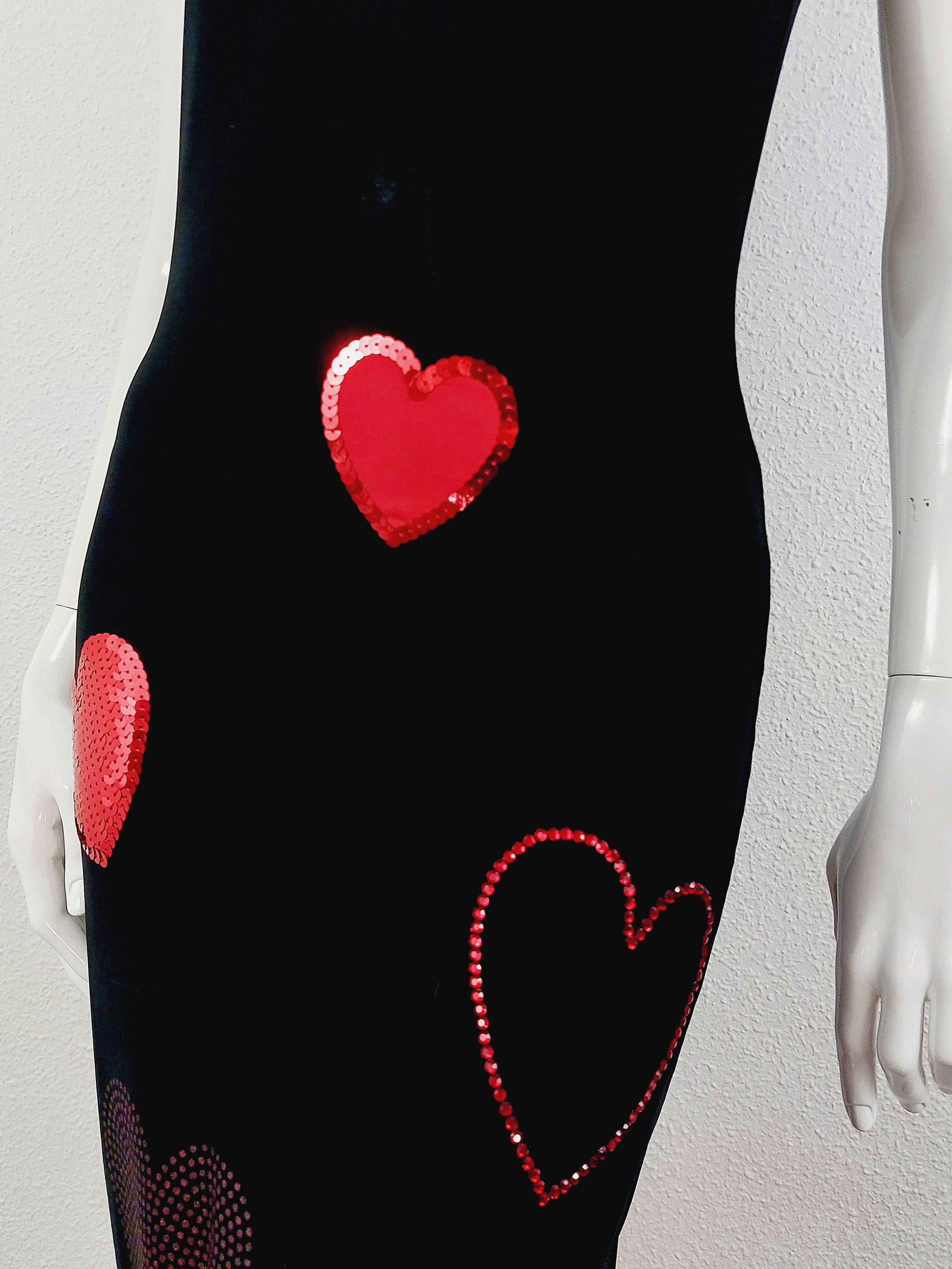 Moschino Moschino Heart Love Rhinestone Sequin Maxi Dress Size S / US 4 / IT 40 - 3 Thumbnail