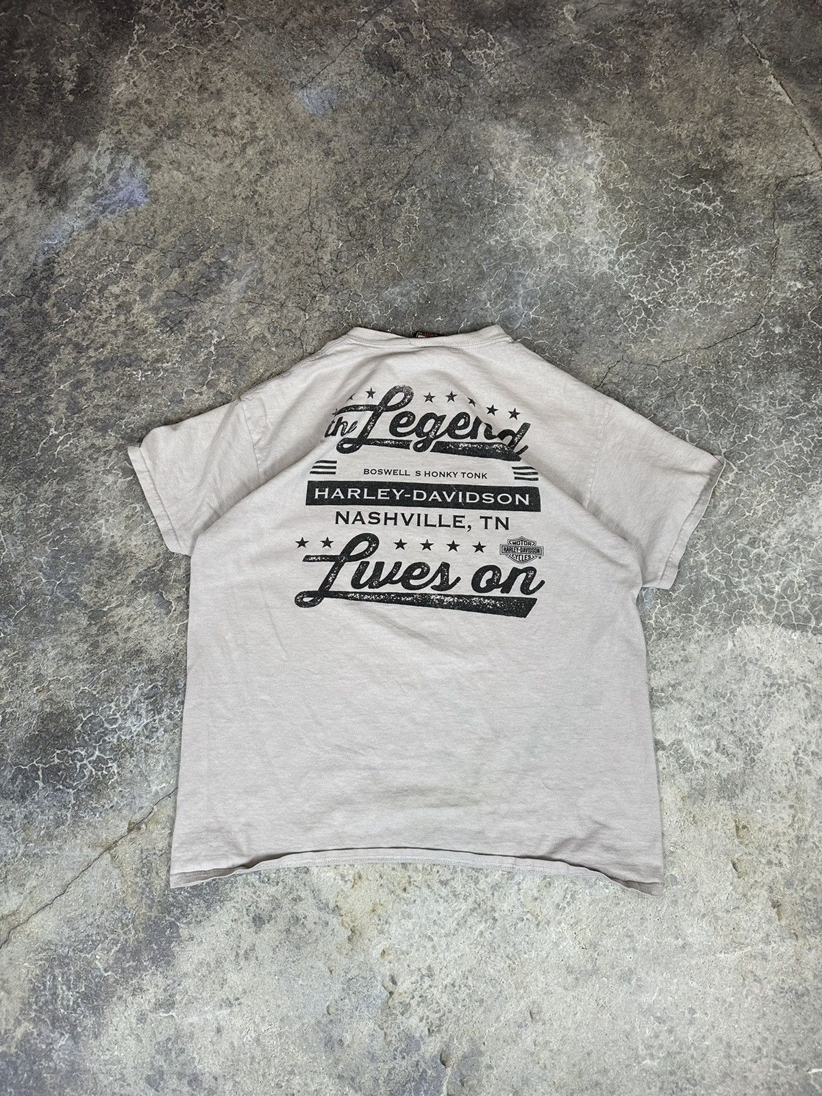 Vintage Thrashed Harley Davidson Twin Skull Tee