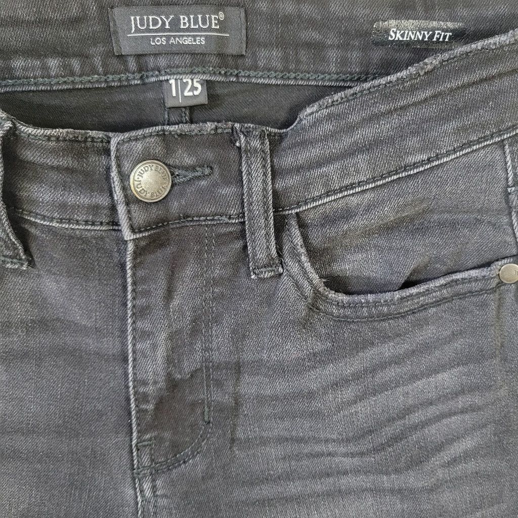 Judy Blue Judy Blue Black Skinny Fit Frayed Hem Ankle High Jeans 1/25 Size 25" / US 0 / IT 36 - 6 Thumbnail