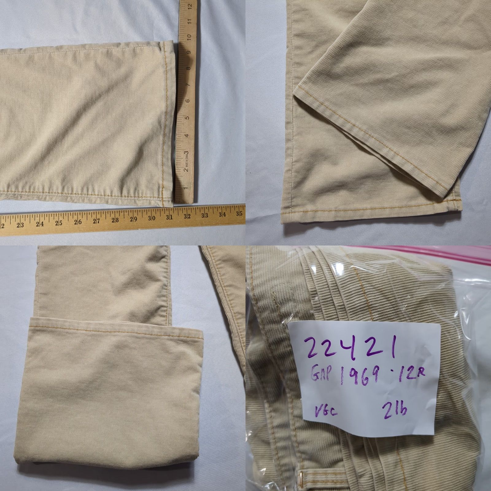 Gap VINTAGE Gap 1969 Limited Edition Corduroy Bootcut Pants Beige Womens 12R Regular Stretch Pockets Front Zip Button Tailored Retro Hippie Style Mens? Size 34" / US 12 / IT 48 - 8 Thumbnail