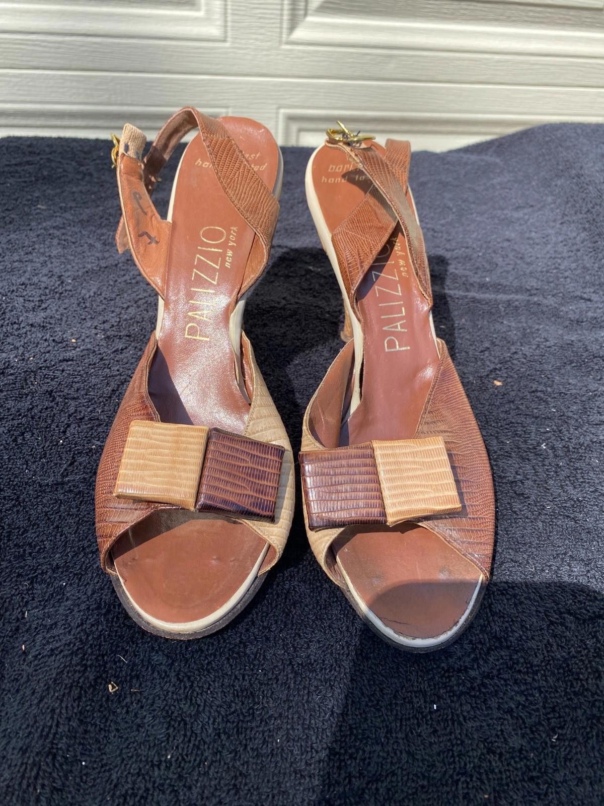 Designer Vintage Women 50s/60s Palizzio Leather Sandals SZ. 7B (S618) Size US 7 / IT 37 - 1 Thumbnail