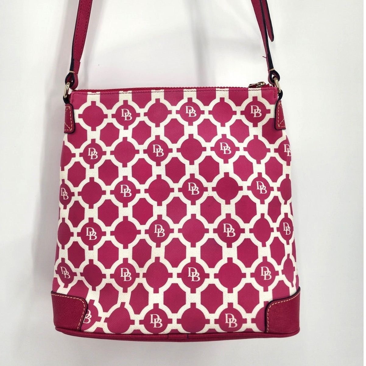 Dooney & Bourke Dooney & Bourke Pink & White Geo Print Canvas Crossbody Size ONE SIZE - 5 Thumbnail