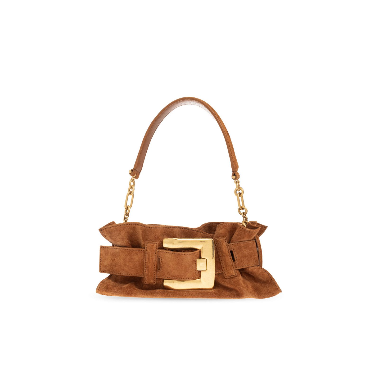 Balmain Balmain Anthem Mini Brown Suede Shoulder Bag New & Authentic Size ONE SIZE - 1 Thumbnail