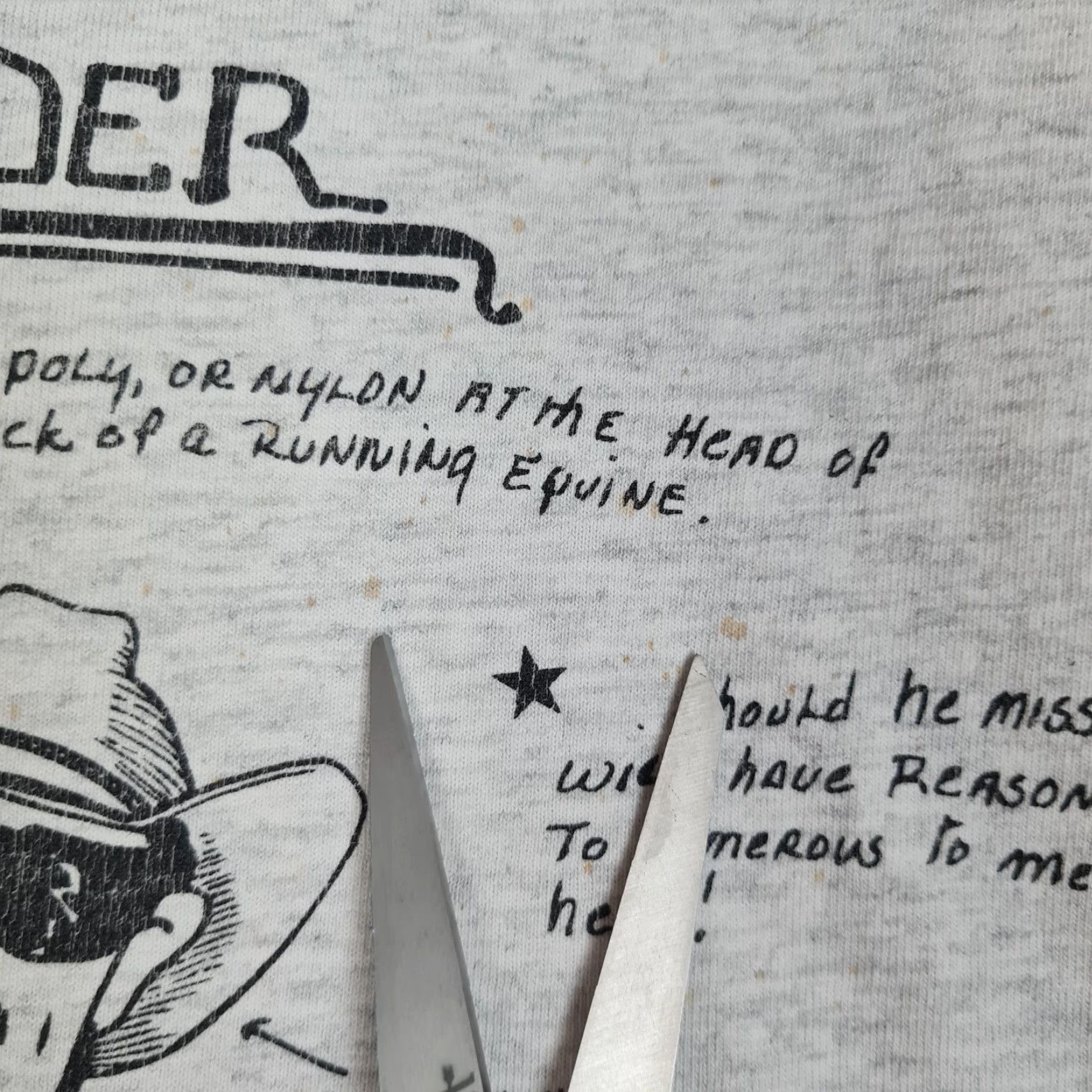 Vintage VINTAGE Mad Jack Hanks Shirt Mens Small Gray Graphic Print Double-Sided Crew Neck Cowboy Rodeo Humor Striped Heather Size US S / EU 44-46 / 1 - 5 Thumbnail