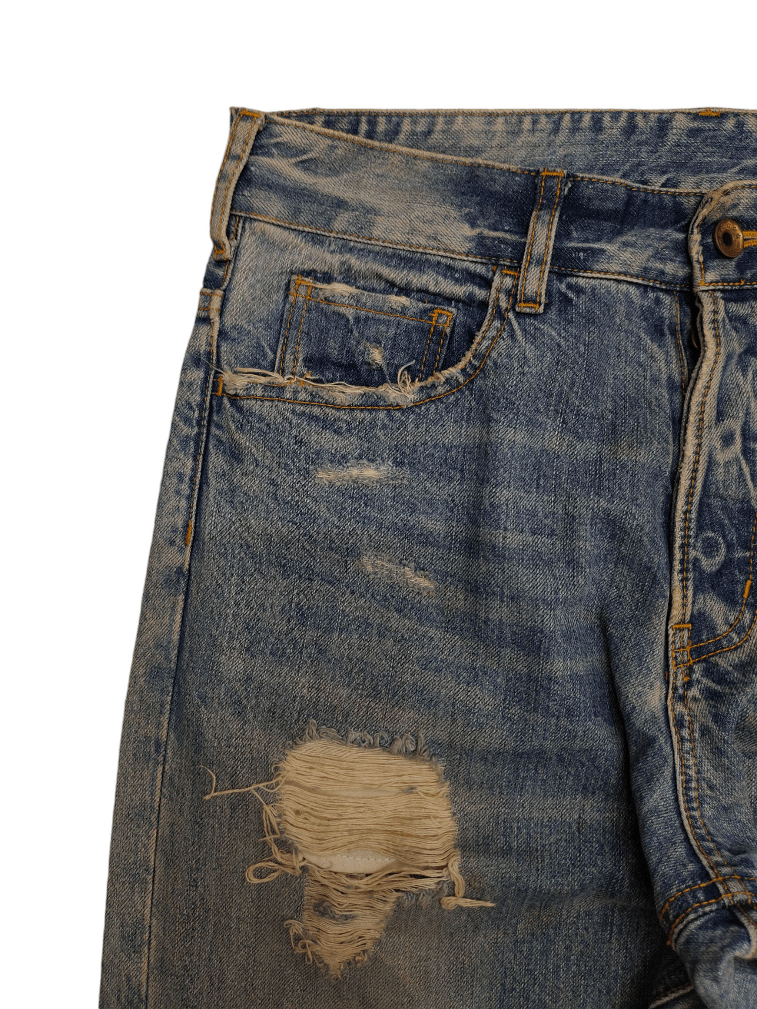 Kapital Legenda Tokyo Crazy Distress Faded Denim Jeans Size US 32 / EU 48 - 4 Thumbnail