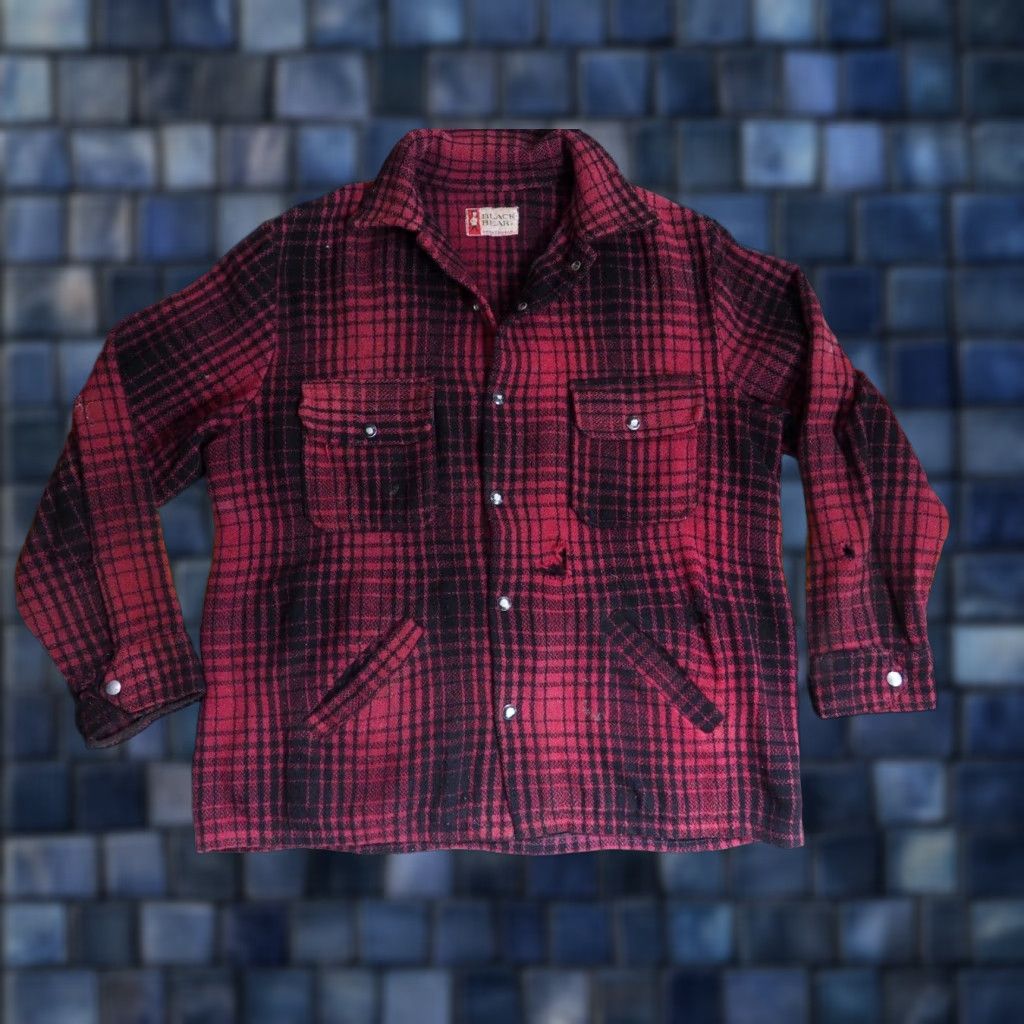 Vintage VTG Black Bear Field Jacket Red Wool Shadow Plaid 1950s Mens L Size US L / EU 52-54 / 3 - 1 Thumbnail