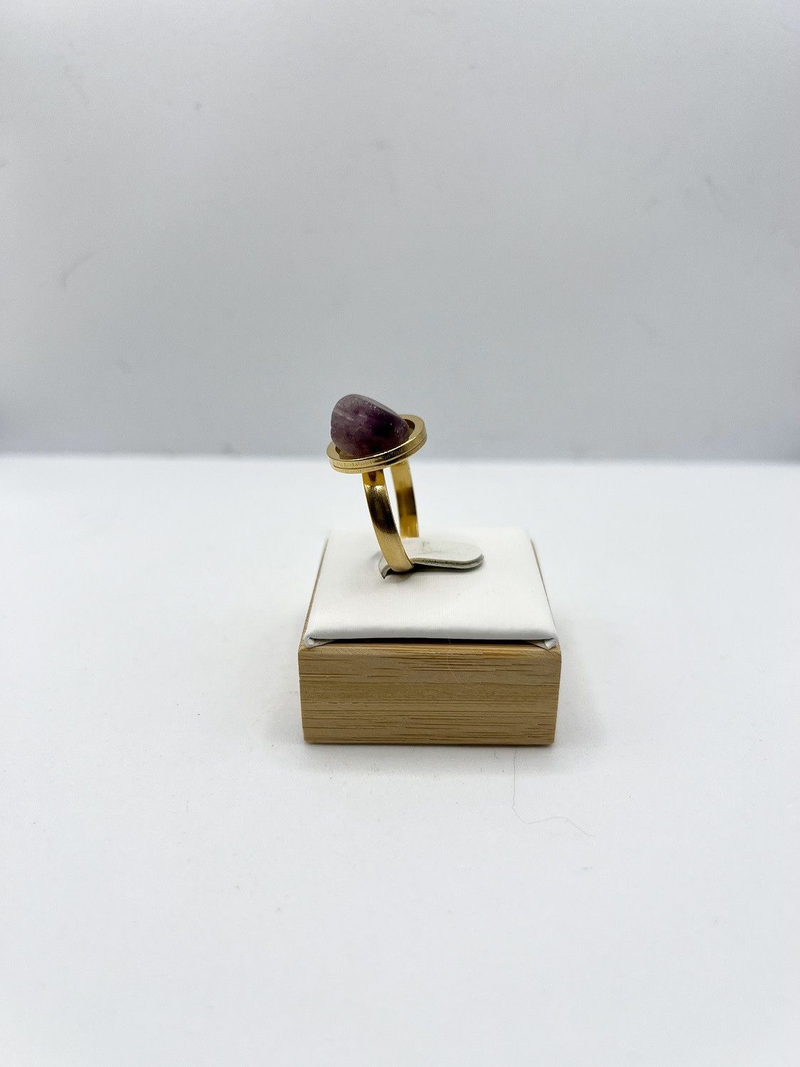 Handmade Amethyst Gold Stainless Steel Ring - size 7.5 Size ONE SIZE - 2 Thumbnail