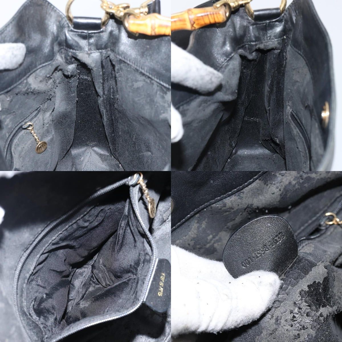 Gucci GUCCI Bamboo Handbag Leather Black Gold 001 1998 001 1998 Size ONE SIZE - 12 Thumbnail
