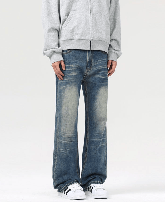Japanese Brand × Jean American retro baggy distressed straight loose flared jeans Size US 32 / EU 48 - 2 Thumbnail