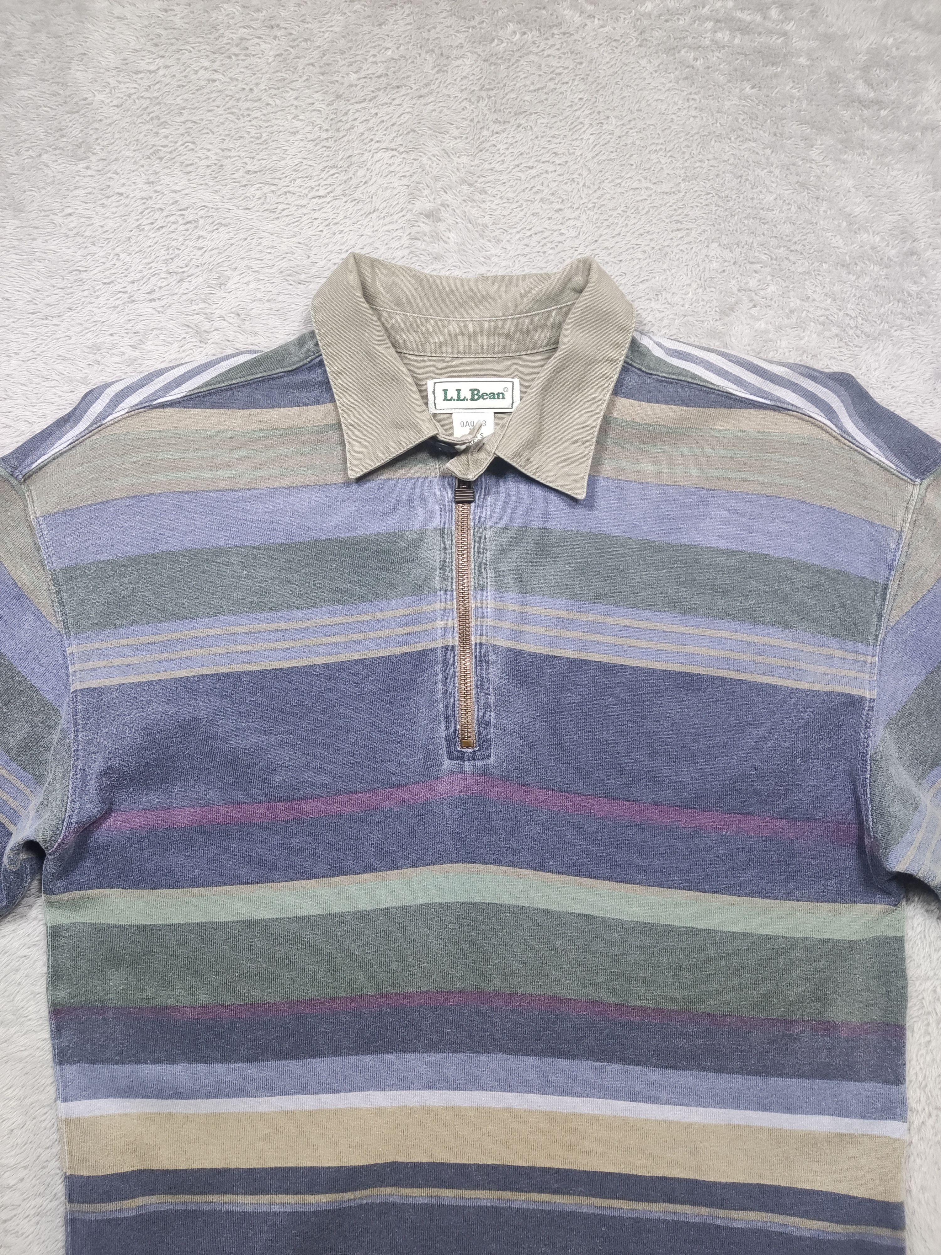 L.L. Bean Vintage LL Bean Striped 1/4 Zip Shirt Distressed Pullover Size US M / EU 48-50 / 2 - 2 Thumbnail