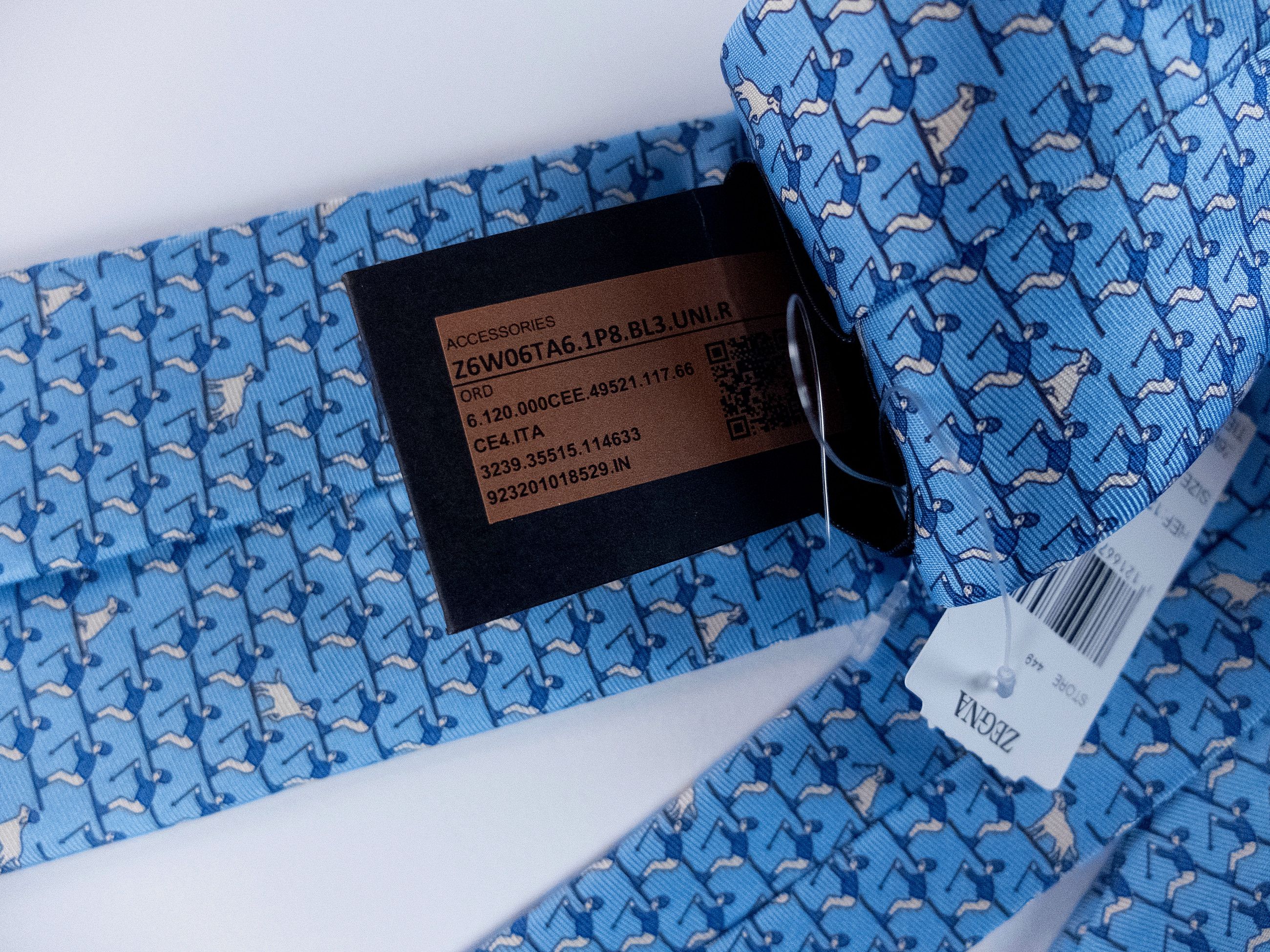 Ermenegildo Zegna ZEGNA blue skier & dog print silk tie authentic NWT Size ONE SIZE - 3 Thumbnail