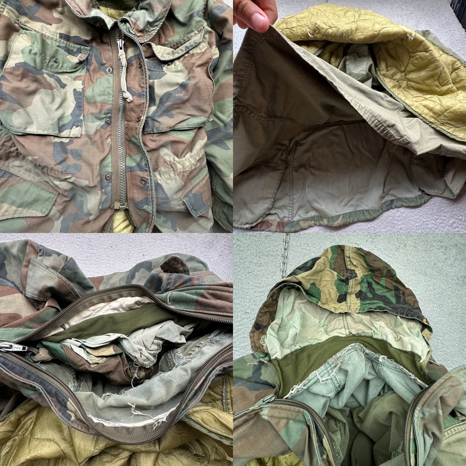 Vintage VINTAGE Army M-65 Field Coat Woodland Camo Jacket Mens Small Regular W/ Liner Coat Size US S / EU 44-46 / 1 - 8 Thumbnail