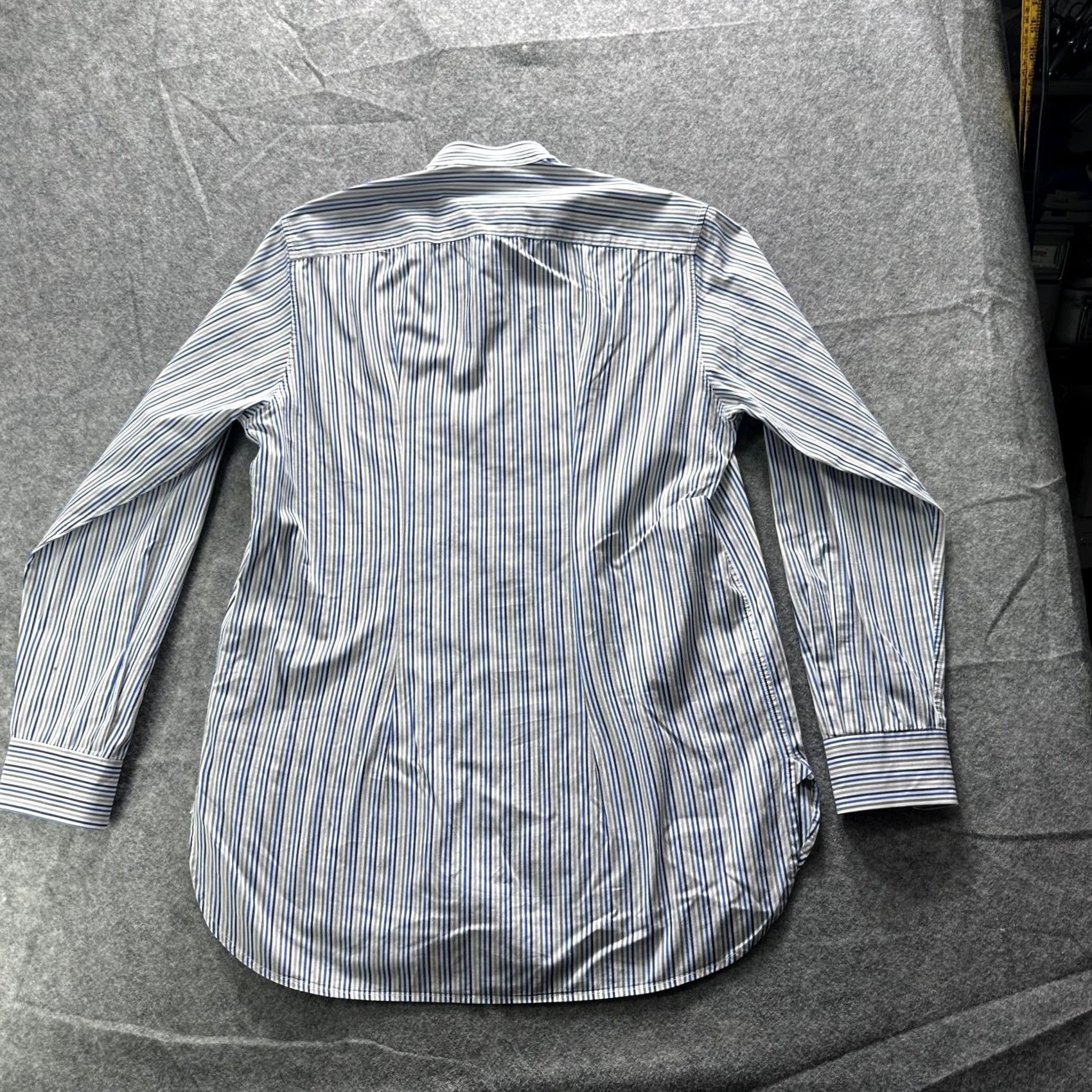 Barena VINTAGE Barena Shirt Mens Large Blue Stripe Band Collar Long Sleeve Popover Cotton Size US L / EU 52-54 / 3 - 7 Thumbnail