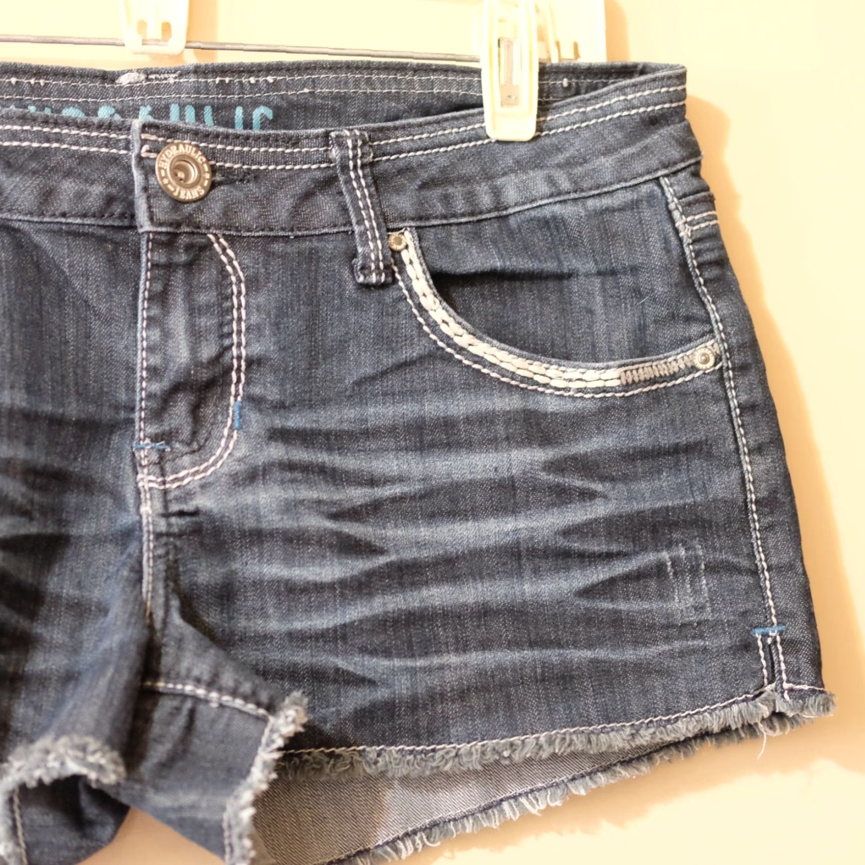 Denime Hydraulic Jeans Cut Off Denim Thick Stitch Embroidered Shorts Size 13/14 Blue Womens Size 24" / US 00 / IT 34 - 3 Thumbnail
