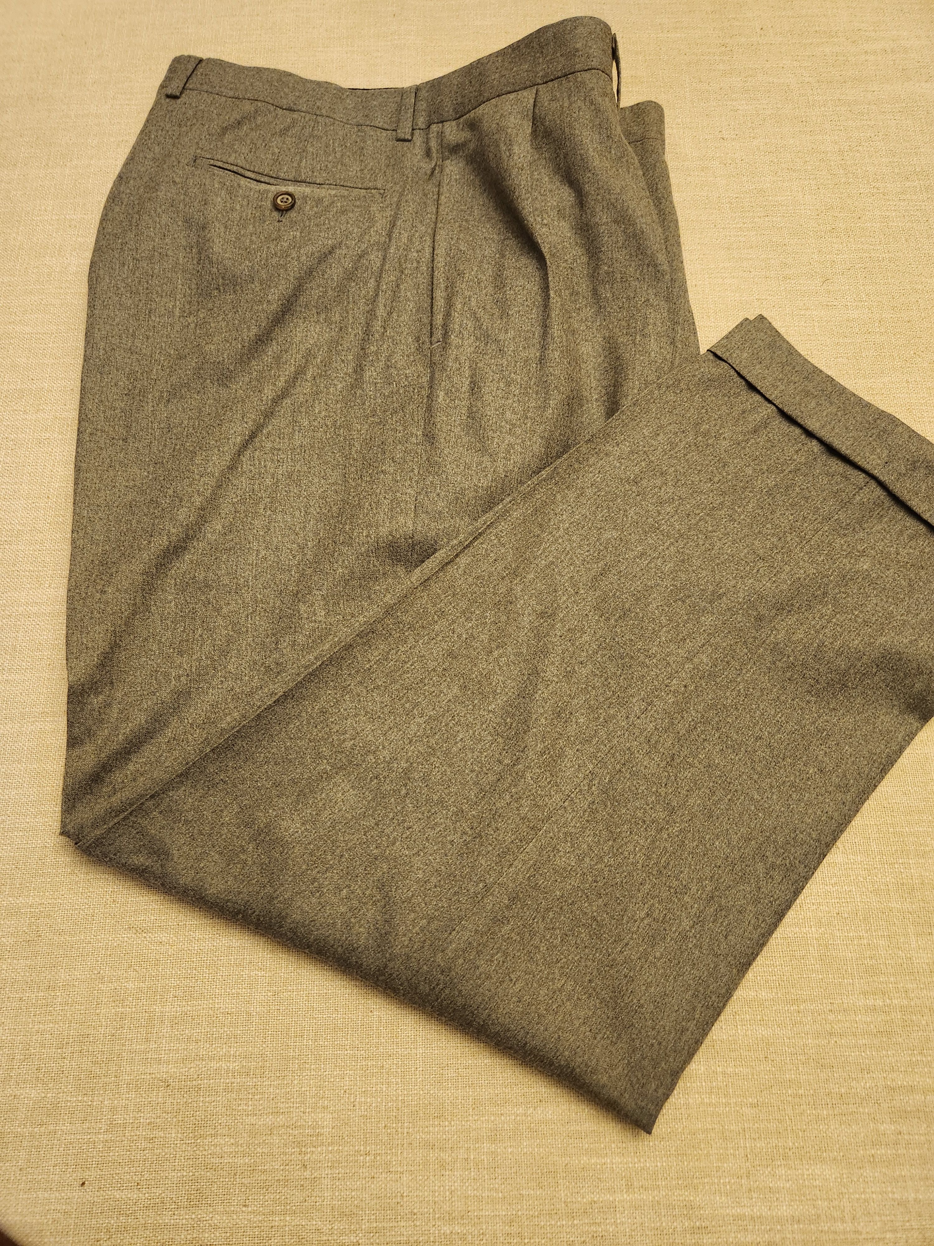 Vitale Barberis Canonico VTG 90's Harold Powell 100% Wool Pleated Front Pants Size US 38 / EU 54 - 1 Thumbnail