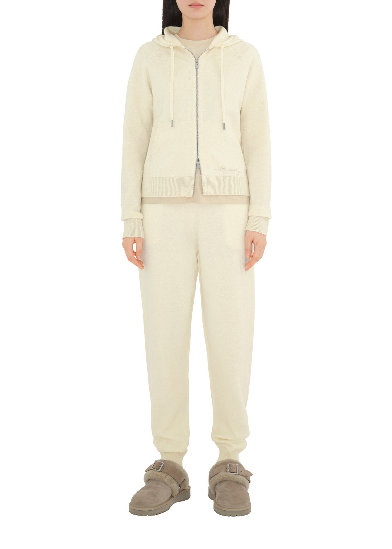 Burberry o1w1db10426 Wool-Blend Jogging Pants in Ivory Size 26" / US 2 / IT 38 - 2 Thumbnail