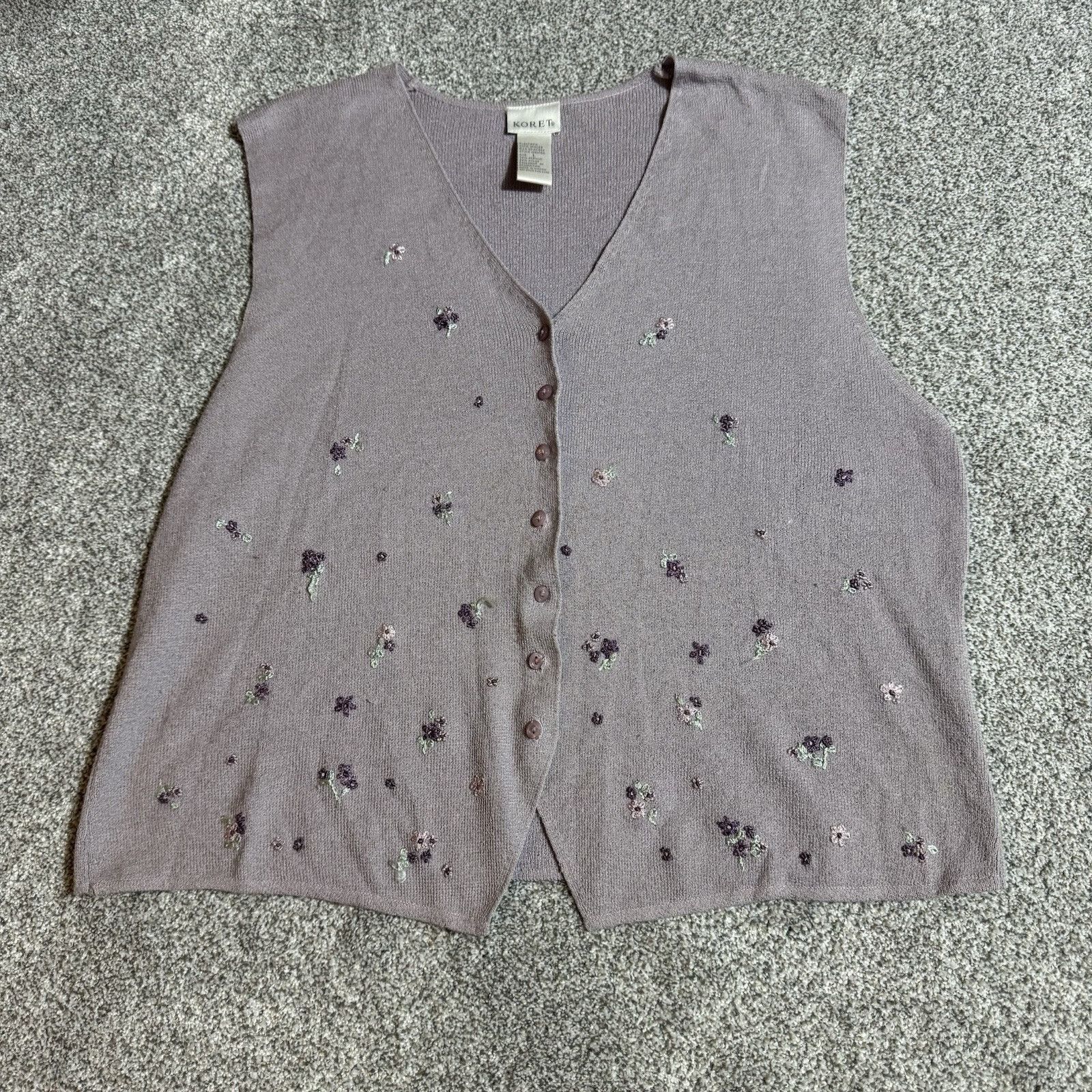 Other Koret Sweater Vest Large Cottagecore Embroidered Vintage 90s Size L / US 10 / IT 46 - 1 Thumbnail