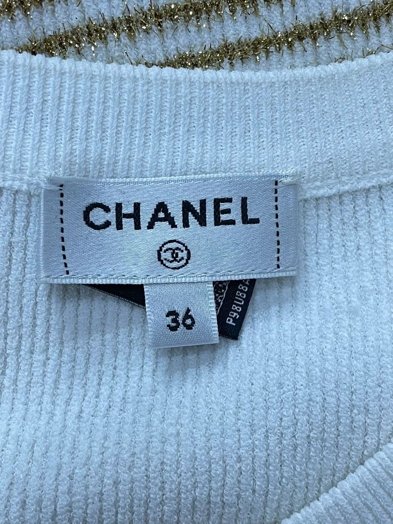 Chanel Chanel White stitching gold striped cardigan coat Size XS / US 0-2 / IT 36-38 - 4 Thumbnail