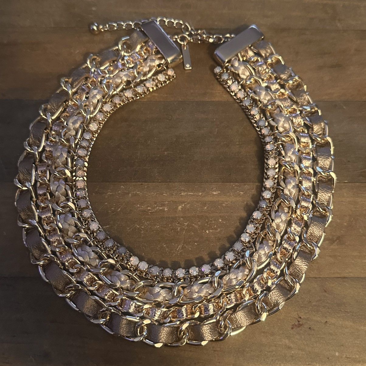 White House Black Market WHBM gold tone woven statement collar necklace Size ONE SIZE - 2 Thumbnail
