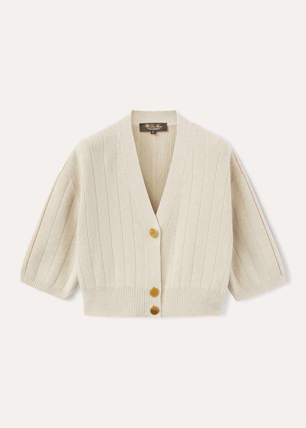 Loro Piana o1srvl11e0725 FAO4273 Baby Cashmere Ribbed Cardigan in Ivory Size S / US 4 / IT 40 - 1 Thumbnail