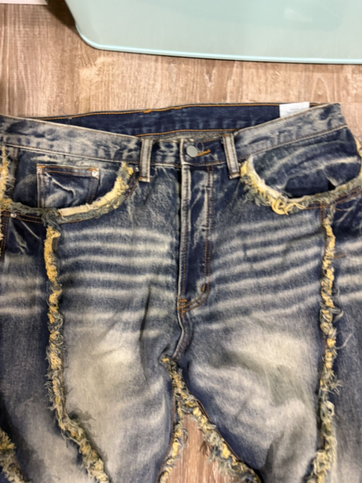 MNML MNML Frayed Panel Distressed Denim Jeans Size US 34 / EU 50 - 3 Thumbnail